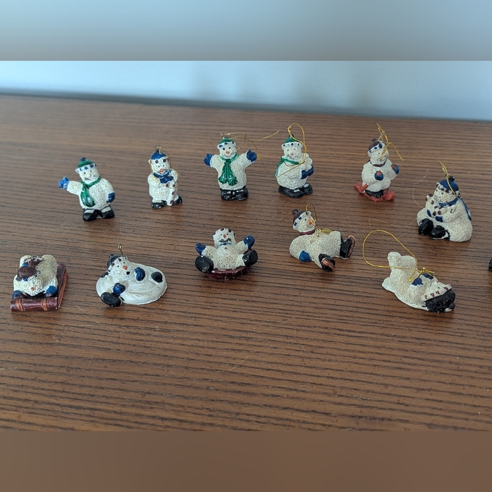 Giftco Vintage‎ Polystone Miniature Snowman Figurine Set Of 12